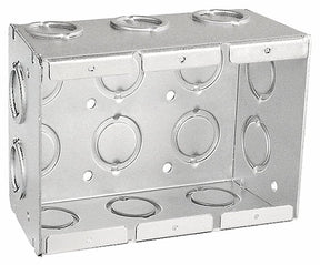 Southwire TB-325-UPC Masonry Box, 3-Gang, 16-Knockout, 1/2, 3/4 in Knockout, Steel, Silver, Galvanized