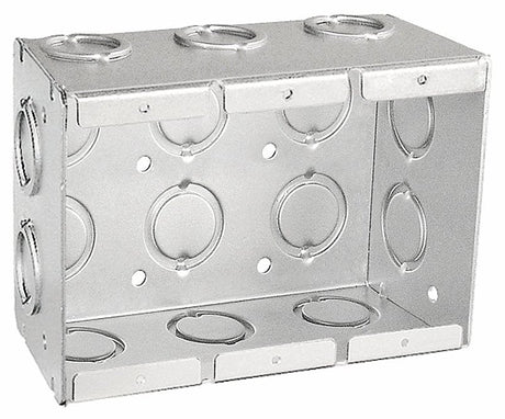 Southwire TB-325-UPC Masonry Box, 3-Gang, 16-Knockout, 1/2, 3/4 in Knockout, Steel, Silver, Galvanized