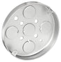 Southwire 56111-UPC Flat Bottom Ceiling Pan Box, 4 in W, 1/2 in D, 2-Knockout, Steel, Silver, Galvanized