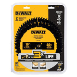 DEWALT DWA110CMB Series Circular Saw Blade Set, Specifications: 5/8 in Arbor Size, 0.094 in Kerf, 60 Teeth, Carbide