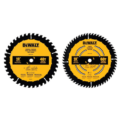 DEWALT DWA110CMB Series Circular Saw Blade Set, Specifications: 5/8 in Arbor Size, 0.094 in Kerf, 60 Teeth, Carbide