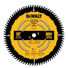 DEWALT DWA11080 Circular Saw Blade, 10 in Dia, 1 in Arbor, 80-Teeth, Carbide Cutting Edge, Applicable Materials: Wood