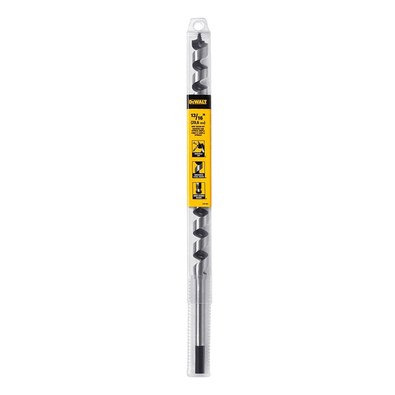 DEWALT DW1684 Auger Drill Bit, 13/16 in Dia, 17 in OAL, Hollow Center Flute, 7/16 in Dia Shank, Ball Groove Shank