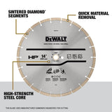 DEWALT DW47410 General-Purpose Blade, 14 in Dia, 1 in Arbor, Segmented Rim