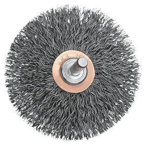 DEWALT DW4903 Circular Small Wire Brush, 3 in Dia, 1/4 in Arbor/Shank, Crimped Bristle, 0.014 in Dia Bristle