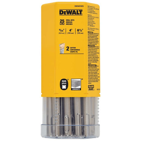 DEWALT DW5401B25 2-Cutter Drill Bit, 5/32 in Dia, 6-1/2 in OAL, Helix Flute, 4-Flute, 25/64 in Dia Shank, Pack of 25