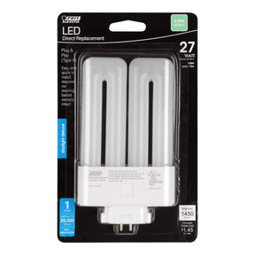 Feit Electric BPPL27865LEDHDRP Quad Tube Replacement Bulb, 27 W Equivalent, GX10Q-4 Lamp Base, 6500 K Color Temp