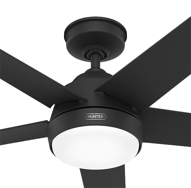 Hunter Skyflow Series 52589 Ceiling Fan, 5-Blade, Matte Black Housing, Matte Black Blade, Plastic Blade, 3-Speed