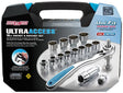 Channellock 39100 Socket Set, Steel, Chrome, Specifications: 3/8 in Drive Size