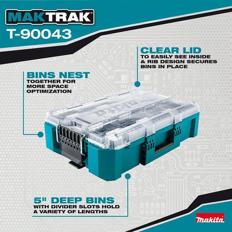 Makita MAKTRAK T-90043 Deep Medium Organizer, 1123 cu-in, Copolymer/Resin, Teal