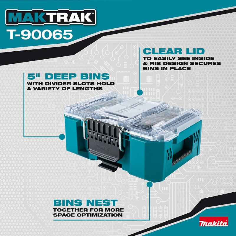 Makita MAKTRAK T-90065 Deep Compact Organizer, 522 cu-in, Copolymer/Resin, Teal, 5-Compartment