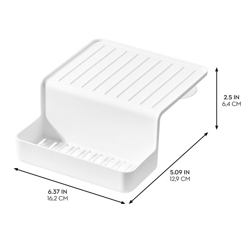 iDESIGN 23041 Double Suction Sink Caddy, 16.5 cm L, 13 cm W, 6.4 cm H, Polypropylene, White, Suction Cup, Pack of 4