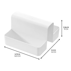iDESIGN 23039 Sink Caddy Saddle, 5-1/2 in L, 5.72 in W, 3.56 in H, Polypropylene, White, 2-Compartment, Pack of 4