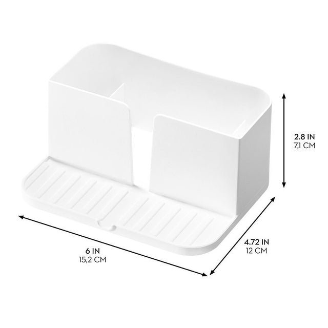 iDESIGN 23038 Sink Caddy, 15.2 cm L, 12 cm W, 7.3 cm H, Polypropylene, White, Pack of 4