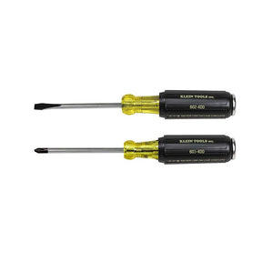 Klein Tools 32008 Screwdriver Set, 2-Piece, Metal, Specifications: Cushion Grip, Black/Yellow Handle
