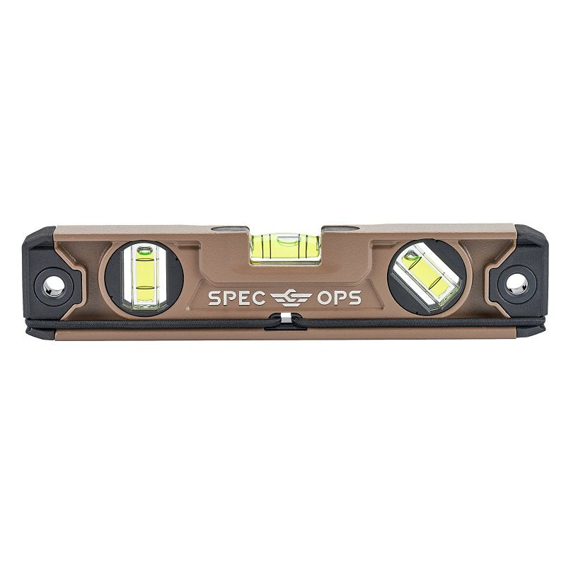 Spec Ops SPEC-TLEVEL Torpedo Level, 10 in L, 3-Vial, Magnetic, Aluminum, Black/Flat Dark Earth