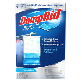 DampRid FG83FFESB Hanging Moisture Absorber, 15.4 oz, Bag, Solid, Fragrance Free, Pack of 4