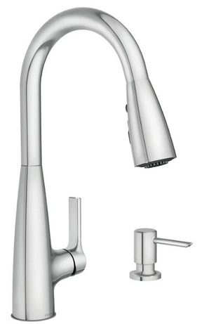 Moen Haelyn 87627 Series 87627 Pull-Down Kitchen Faucet, 1.5 gpm, 1-Handle, 1, 2, 3, 4-Faucet Hole, Metal, Deck