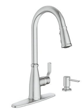 Moen Nolia 87071 Series 87071 Pull-Down Kitchen Faucet, 1.5 gpm, 1-Handle, 1, 2, 3, 4-Faucet Hole, Metal, Deck