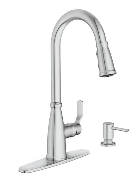 Moen Nolia 87071 Series 87071 Pull-Down Kitchen Faucet, 1.5 gpm, 1-Handle, 1, 2, 3, 4-Faucet Hole, Metal, Deck