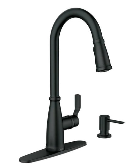 Moen Nolia 87071 Series 87071BL Pull-Down Kitchen Faucet, 1.5 gpm, 1-Handle, 1, 2, 3, 4-Faucet Hole, Metal
