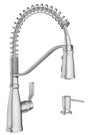 Moen Nolia 87886 Kitchen Faucet, 1.5 gpm, 1-Handle, 1, 3-Hole, Metal, Chrome, Countertop, Sink Mounting