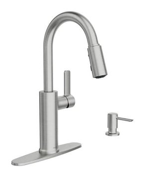 Moen Durani 87070 Series 87070SRS Pull-Down Kitchen Faucet, 1.5 gpm, 1-Handle, 1, 2, 3, 4-Faucet Hole, Metal