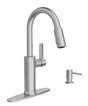 Moen Durani 87070 Series 87070SRS Pull-Down Kitchen Faucet, 1.5 gpm, 1-Handle, 1, 2, 3, 4-Faucet Hole, Metal