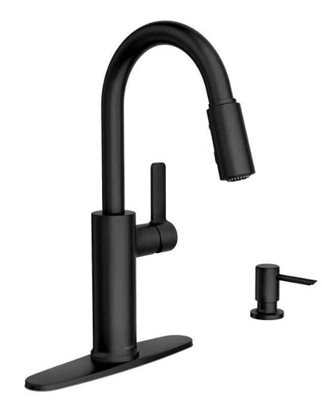 Moen Durani 87070 Series 87070BL Pull-Down Kitchen Faucet, 1.5 gpm, 1-Faucet Handle, 1, 2, 3, 4-Faucet Hole, Metal