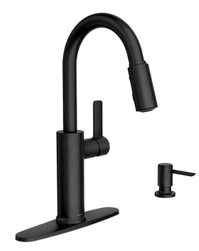 Moen Durani 87070 Series 87070BL Pull-Down Kitchen Faucet, 1.5 gpm, 1-Faucet Handle, 1, 2, 3, 4-Faucet Hole, Metal