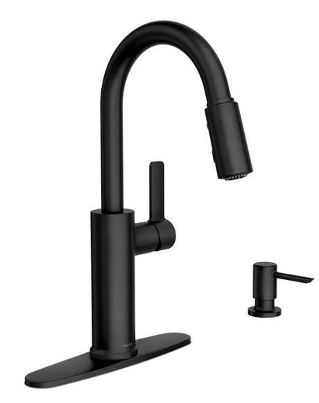 Moen Durani 87070 Series 87070BL Pull-Down Kitchen Faucet, 1.5 gpm, 1-Faucet Handle, 1, 2, 3, 4-Faucet Hole, Metal
