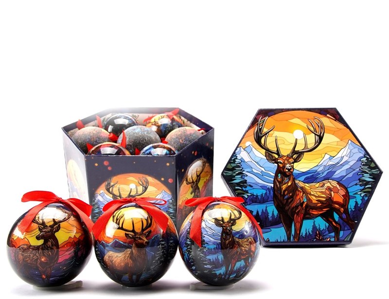 Santas Forest 99011 Ornament Box Set, 10 in H, Elk, PVC, Multi-Color, Pack of 12