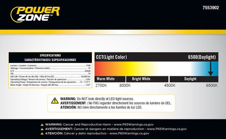 PowerZone CL-SLM1500AC-2HBK Motion Activated Security Light, 120 V, 18 W, LED Lamp, 1500 Lumens