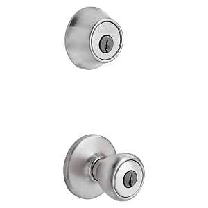 Kwikset 242T 26D CP K6 Combination Lockset, Left, Right, Knob Handle, Tylo Design, Satin Chrome, 3 Grade, Metal, 1/CD