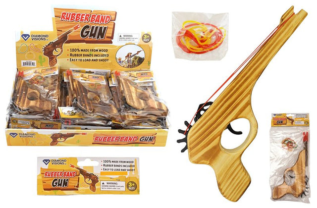 Diamond Visions TM-0858 Rubber Band Gun Toy, Wood, Pack of 24