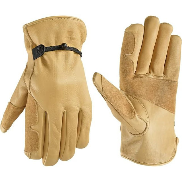 Wells Lamont 1140-XL Gloves, Men's, XL, Keystone Thumb, Adjustable Wrist, Ball and Tape Cuff, Cowhide Leather, Brown/Tan