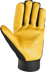 Wells Lamont 3280-XL Gloves, Men's, XL, Reinforced Thumb, Adjustable Wrist, Hook and Loop Cuff, Black/Gold/Yellow