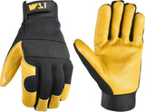 Wells Lamont 3280-XL Gloves, Men's, XL, Reinforced Thumb, Adjustable Wrist, Hook and Loop Cuff, Black/Gold/Yellow