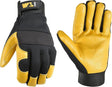 Wells Lamont 3280-M Gloves, Men's, M, Reinforced Thumb, Adjustable Wrist, Hook and Loop Cuff, Black/Gold/Yellow