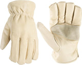 Wells Lamont 1130S Work Gloves, Men's, S, Keystone Thumb, Slip-On Cuff, Grain Cowhide Leather, White