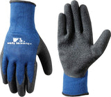 Wells Lamont 524M Work Gloves, Men's, M, Knit Cuff, Latex Coating, Cotton/Polyester Glove, Black/Blue