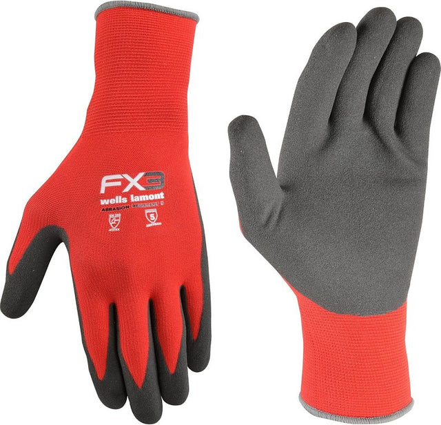 Wells Lamont FX3 Series 448-L Work Gloves, Breathable, Men's, L, Elastic Knit Wrist Cuff, Black/Gray