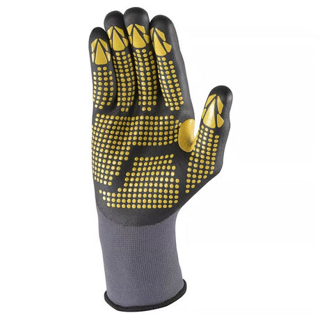Wells Lamont 691-XL-020 Gripper Grip Gloves, Men's, XL, Saddle Thumb, Nitrile Coating, Nylon, Gray/Yellow