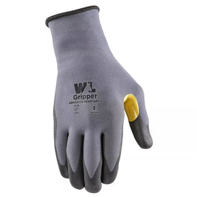 Wells Lamont 691-XL-020 Gripper Grip Gloves, Men's, XL, Saddle Thumb, Nitrile Coating, Nylon, Gray/Yellow