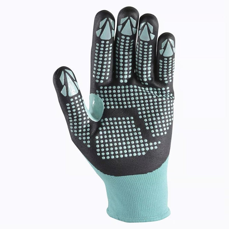 Wells Lamont 692-L-302 Gripper Grip Gloves, Women's, L, Saddle Thumb, Nitrile Coating, Nylon, Teal