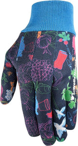 Wells Lamont 321M-990 Garden Gloves, Women's, M, Knit Cuff, RPET Fabric, Blue/Multi-Color