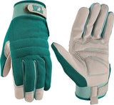 Wells Lamont 7754-S Gloves, High-Dexterity, Lightweight, Women's, S, Adjustable Wrist Strap Cuff, Gray/Green