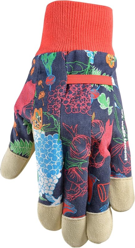 Wells Lamont 4180M-990 Garden Gloves, Women's, M, Reinforced Thumb, Knit, Shirred, Cotton, Multi-Color