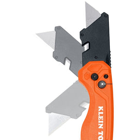 Klein Tools 44302 Folding Utility Knife, 1 in L Blade, Steel Blade, 1-Blade, Ergonomic Handle, Orange Handle