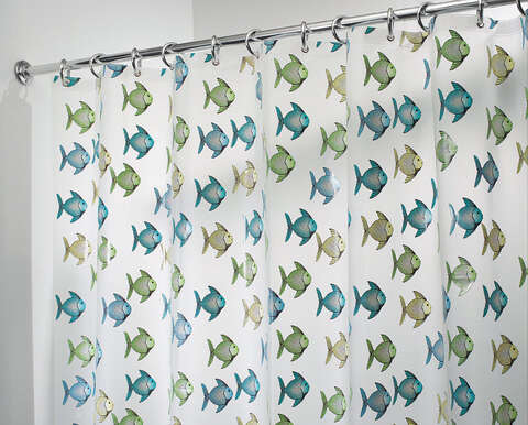 iDesign 72 in. H X 72 in. W Blue/Green Fish Shower Curtain PEVA